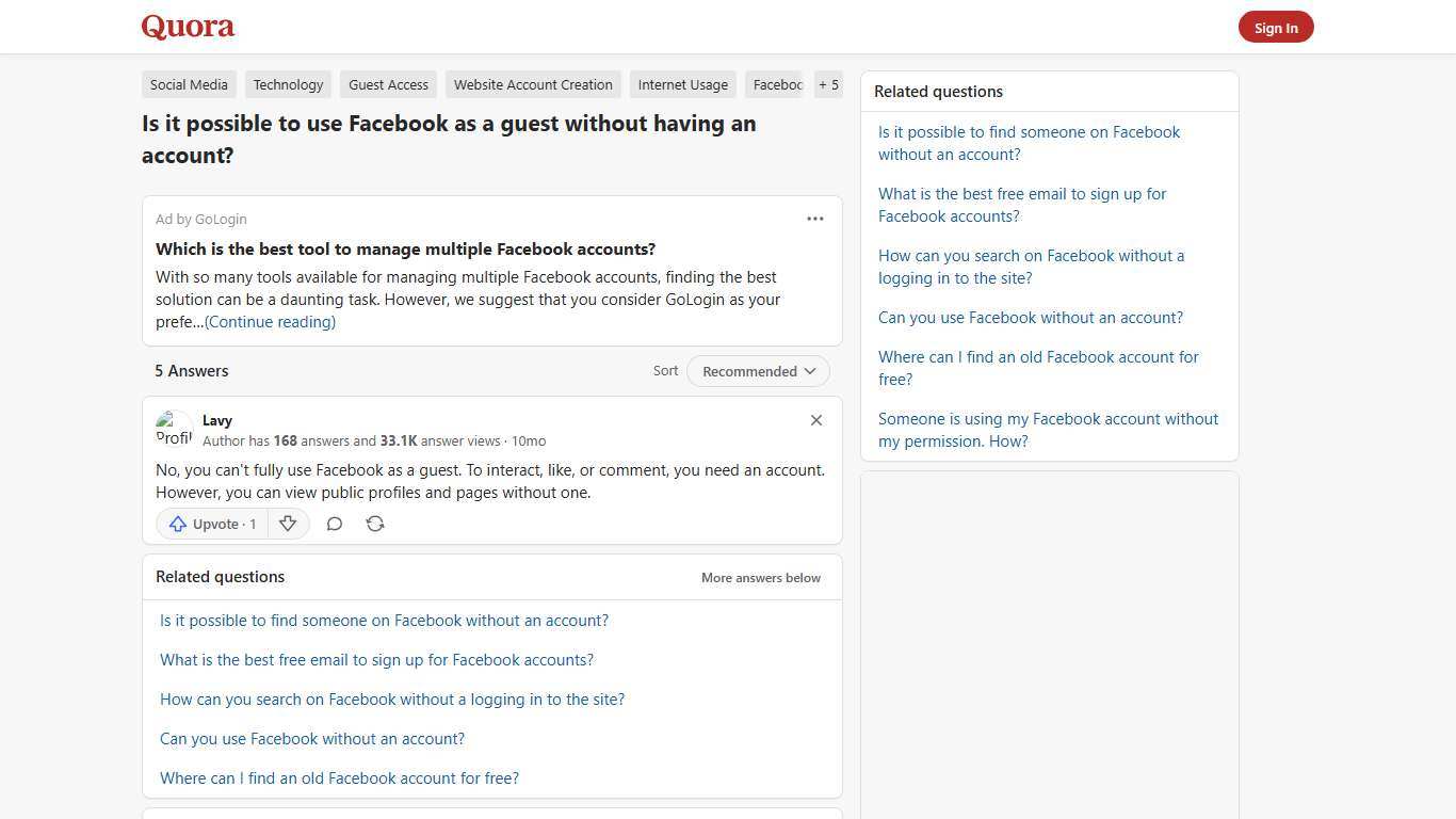 Is it possible to use Facebook as a guest without having an account? - Quora